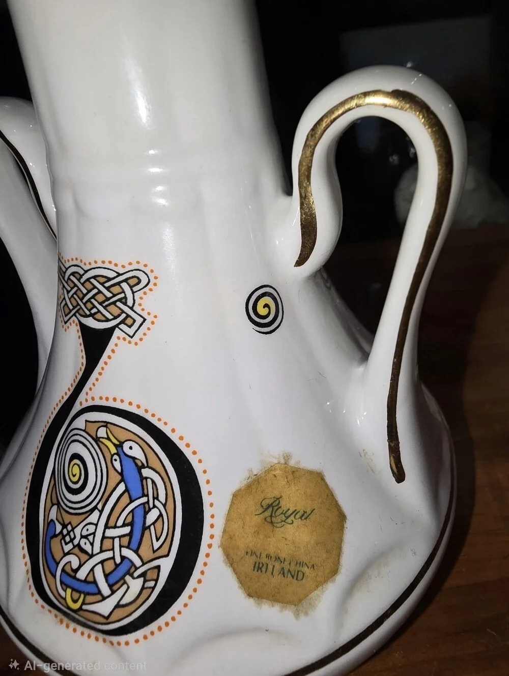 vintage Royal Tara fine bone china vase, part of the Book of Kells Series 7.5